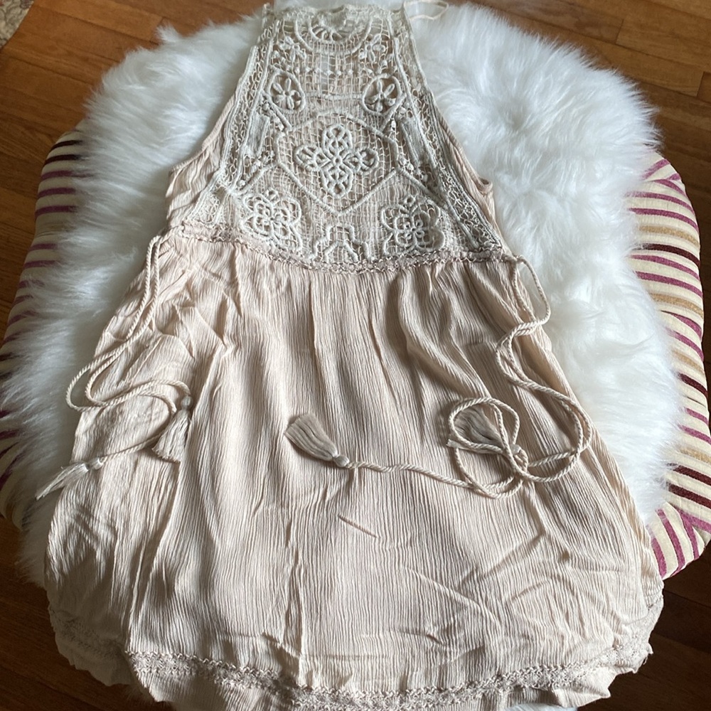 Anthropologie Embroidery Halter Summer Mini Dress Hobo Size S